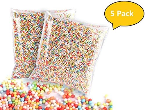 BIPY Foam Beads for Slime Multicolour Styrofoam Balls for Kids DIY Craft Supplies 7-9mm Mixed Colors Pack of 5