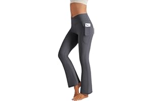 Glacspyg Bootcut Yoga Pants for Women V High Waist Flare Pants with Pockets Sweatpants Sport Trousers Fitness Gym Workout Yoga Casual