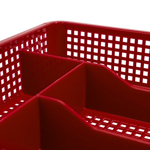 Gitter Besteckeinsatz Besteckkasten rot Schubkasten Einsatz 5 Fächer Kunststoff - 4