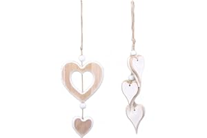 ‎HSENTIMENH 2 Stück Herz Deko Holz Anhänger Hängende HolzDekoherz Fensterdeko Dekoanhänger, Hängend Dekohänger Dekoaufhänger Wanddeko Holz-Deko Geschenk Raumdeko Hängedeko für Hochzeit, Wandbehang Dekoration