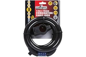 Fort Knox 77072 1.5m x 15mm Combination Cable Lock, Black