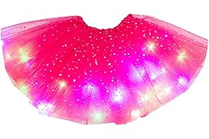 YODITI Falda Tutú Para NiñAs, Falda Tutú Con Estrellas Y Lentejuelas, Falda De Tul Con Luces, Colores NeóN, Brillante, Vestido Fiesta, Vestido De Baile, Disfraz De Carnaval, Vestido De Princesa Para NiñOs