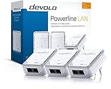 Enchufe europeo Devolo dLAN 500 Duo Network Kit PLC - Kit para Adaptador de comunicación por línea eléctrica PLC Powerline (500 Mbps, 3 adaptadores, 2 x LAN Puertos, Enchufe LAN), Blanco