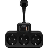 Multi-Wire Socket Coupler Socket Converter 1USB - High Current Protection Plug Black with 2Type-C Input