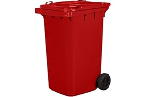 jestic Abfalleimer mit Rollen aus Vollgummi, geräuschlos, für Mülltrennung, Recycling, Innen- und Außenbereich, EN840 (240 Liter, Rot)
