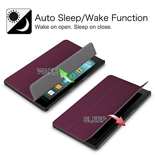 Fintie Hülle für Amazon Fire 7 Tablet (7-Zoll, 7. Generation – 2017) – Slim Cover Lightweight Schutzhülle Tasche mit Standfunktion und Auto Schlaf / Wach Funktion und Auto Schlaf / Wach Funktion, Lila - 4