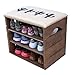 Produktbild Liza Line® Schuhregal mit Sitzfläche Schuhschrank Schuhablage Schuhkommode Organizer Boden Standregal Garderobe Möbel Rack Kissen Polster Beige Kaktus Eiche Rustikal Braun | umweltfreundlich