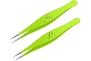 Majestic Bombay Pinzas quirúrgicas para vello encarnado - Pinzas puntiagudas de precisión con punta de aguja afilada para astillas, garrapatas y eliminación de cristales (verde)