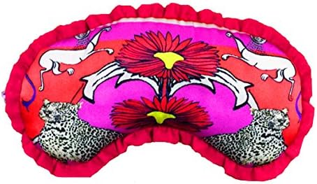 Silk Sleep Mask "Folk Leopard" with Silk Ruffle Trim. By Amersham Designs