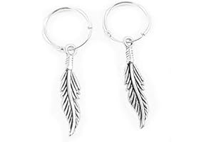 AKIEE Aros De Plata de Ley 925 Con Pluma Pendientes para Mujer Hombre
