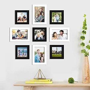 Oxford Set of 9 Black & White Wall Photo Frame, Picture Frame for Home Decor with Free Hanging Accessories-Size-5x5, 5x7 inchs