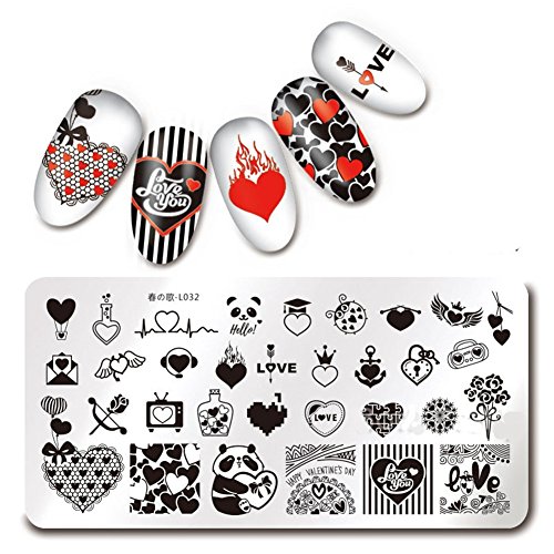 Born Pretty 1Pc Rectangle Stamping Plate Love Valentine's Day Pattern Nail Art Plate Harunouta L032