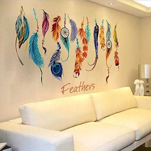 RISISUNG Creative Home Decor Background Removable Wall Sticker Feather