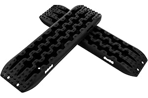 GYMAX Set di 2 Tappetini di Trazione, Piastra di Rilascio Contro Sabbia, Fango, Neve, Carico di 10 Tonnellate, per Veicoli Pesanti, Camper, Auto, Camion (107 x 31 x 7 cm, NERO)