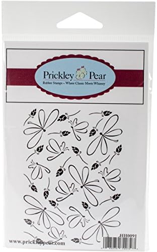 Prickley Pear Cling Stamps 1.5"X2.25"-Dragonfly & Rosebuds