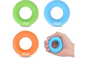 CORTNEY 3 Pièces Hand Grip Strengthener, Exerciseur pour l'avant-Bras et Les Doigts, Forearm Exerciser Finger Silicone Exercise Rings pour L'entraînement Musculaire, l'escalade et Le Fitness