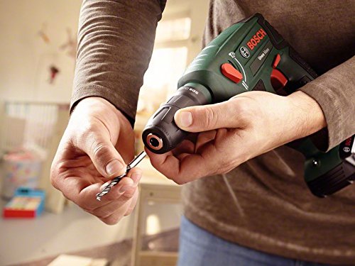 Bosch DIY Akku-Bohrhammer Uneo Maxx, 2 Akku, Ladegerät, Rundschaftadapter, 2 SDS-Quick Betonbohrer, 2 Hex-Schaft Bohrer, 4 Bits, Koffer 18 V, 2.5 Ah, 10 mm Bohr-Durchmesser Beton - 4