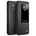 Produktbild Zeattain Huawei Mate 20 Pro Lederhülle, Premium Echtleder Smart-Fenstertasche Flip Lederhülle Elegant Ledertasche für Huawei Mate 20 Pro, Schwarz [Gitter]