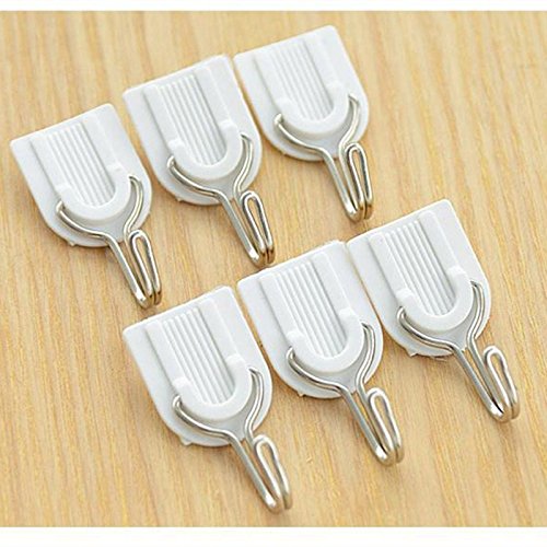 SwirlColor 6 Stück Self Adhesive Starke Sticky Hooks Starke Kleine weiße Kunststoffhaken