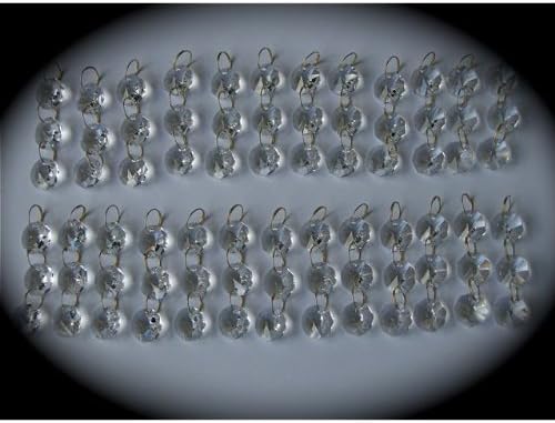(G) 25 x Strips Of 3 Ready 14mm 30% lead Crystals Brass Rings for Chandelier, Ceiling Lights, Christmas Tree, Wedding Tree, Feng Shui, Window Display ... etc..