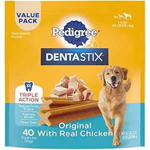 PEDIGREE DENTASTIX Large Dog Chew Treats, Original, 40 Treats Net Wt 943g (2.08lb)