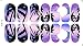 6 Assorted Design Full Sheet Self Adhesive Polish Foils Nail Art Decals Stickers Manicure Wrap (14 Stripes Each)