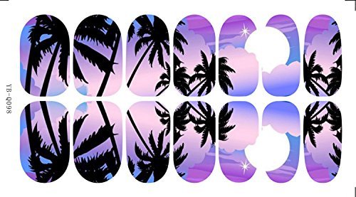 6 Assorted Design Full Sheet Self Adhesive Polish Foils Nail Art Decals Stickers Manicure Wrap (14 Stripes Each)