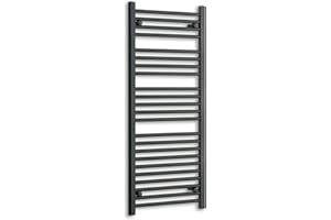 500mm Wide Black Heated Towel Rail Straight Flat Bathroom Warmer Radiator Rack Central Heating Turkish Zone (500mm x 1200mm)
