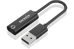 CONVERSOR AISENS USB-A A AUDIO 48KHZ USB-A/M-JACK 3.5/H NEGRO 10CM