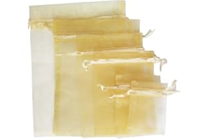 Time to Sparkle 25 Pack Organza Gift Bags Wedding Party Favour Jewellery Packing Pouches, Gold, 13x18cm