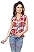Trendif Red And Beige Poy Georgette Checkered Print Shirt RS.599.00