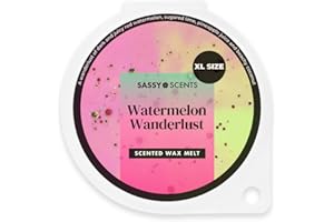 SASSY SCENTS Sassy Shop Wax - Scented Wax Melt, Watermelon Wanderlust - Organic Soy Blend Wax Melts - Luxurious, Long-Lasting Fragrances for Any Living Space - Vegan Friendly, XL Size 70g