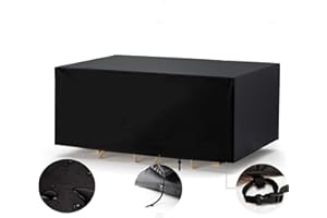 XIANGPEIFBH Copertura Mobili Giardino 160x100x80cm Nero 420D Oxford Copritavolo Telone Impermeabile Anti-vento Anti-UV per Arredo Esterno Telo Coprire Protettivo Rettangolare per Tavolo e Sedie Coperchio Cubo