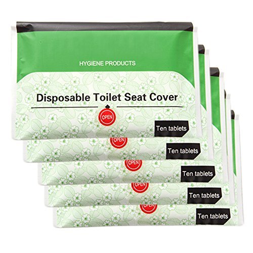 iSuperb Travel Disposable Toilet Potty Seat Covers 5 Packs 50-Count 16.9"x14.2" Potty Toppers Training Seat Covers for Travelling Adult Children Toddler Kids Pregnant Lying-in Women
