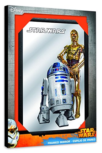 Star Wars Spiegel mit R2-D2 & C-3PO (22x 32cm) mit Kunststoffrahmen in Holzoptik - 2