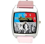 taport® Armbanduhr die Türen quadratisch QUARZ schwarz Echt Leder Band + Gratis Ersatz Batterie + Gratis Geschenkverpackung
