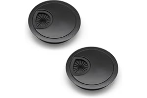 SRJQXH 2 Pcs Black Desk Grommet 59 mm, Cable Desk Hole Covers, Cord Hole Cover Organizers for Desks Worktop end Cap, Office, Zinc Alloy Material
