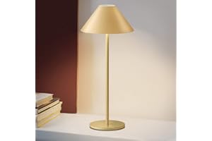 FUNTAPHANTA Modern LED Rechargeable Cordless Table Lamp, IP54 Waterproof, 240LM Dimmable Battery Operated Lamp, 4000mAh Certified Battery, 3000K Portable Bedside Lamp (Gold)