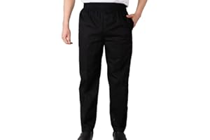 Jitong Pantalone da Cucina Uomo Comodi Pantaloni da Chef con Elastico in Vita Pantaloni Lavoro Uniforme Cuoco