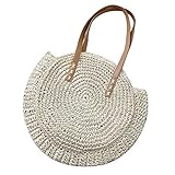 GRAN CAPACIDAD: Esta bolsa es una bolsa de paja tejida a mano, tiene suficiente espacio para tus cosas para el viaje y para las necesidades diarias como billetera, gafas, teléfono celular, cosméticos, tarjetas, reproductor de MP3 y otras cosas necesarias.