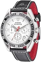 DETOMASO Genova Men's Quartz Watch with White Dial Analogue Display and Black Leather Bracelet Sl1592C-Ch