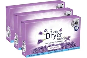 KARRMA LTD. Lavender Tumble Dryer Sheets | for Long Lasting Fragrance and Softness Protection Against Static Help Reduce Creases Freshness Fabric | Pack of 3 (Total 105 Sheet)