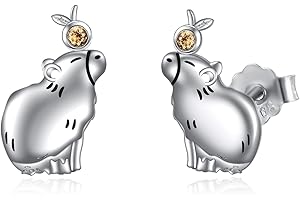 HUKKUN Capybara/Lemon/Ace/Pentagram/Celtic/Moonstone/Tiger Eye/Basketball Stud Earrings for Women Sterling Silver Cute Animal Earring Jewelry Gift for Women