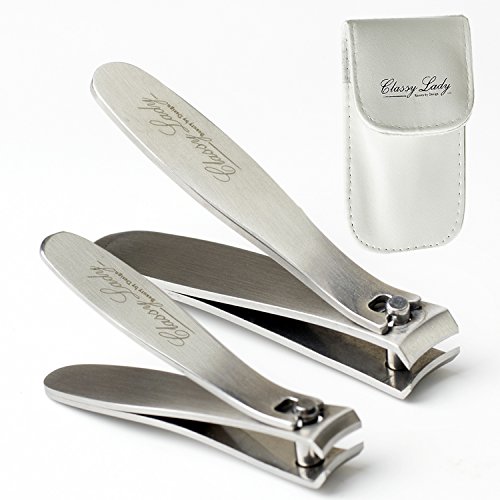 ClassyLady Professional Nail Clipper Set With Leather Case, Best Stainless Steel Nail Clippers Set, Fingernail Clipper, Toenail Clippers for Thick Nails, Baby, Women, Men and Baby