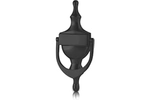 XFORT® Battente per porta a urna vittoriana nero liscio, elegante arredamento per porte d'ingresso con un design classico d'epoca, perfetto per avvisare i visitatori dei battenti delle porte di casa