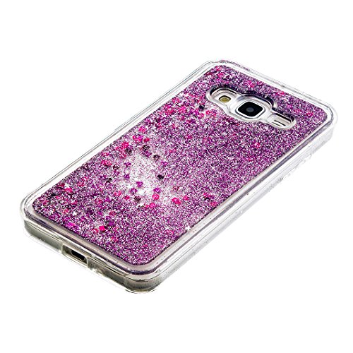 Samsung Galaxy J3 Glitzer Hülle Rosa Schleife® TPU Weiche Silikon Backcover Slim Case 3D Fließen Flüssig Shiny Bling kristall Handyhülle Handytasche Schale Bumper mit Schmetterling Herz Muster Entwurf für Samsung galaxy J3 (5.0 Zoll) - 3
