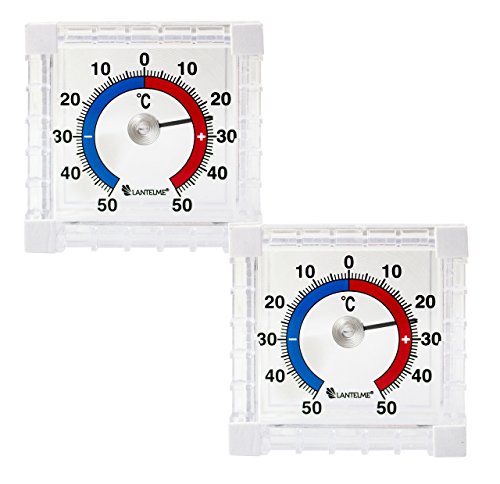 Preisvergleich Produktbild Lantelme 2973 Fensterthermometer Set 2 Stück - Außen - Garten - Fenster Thermometer Analog zum ankleben an der Fensterscheibe