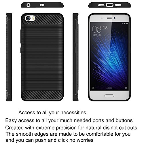 Xiaomi Mi 5 Funda  BENKER El Silic  n Suave TPU de la Alta Calidad Material a Prueba de Choques y Anti-huella Digital del Carb  n de la Fibra del Dise  o C  scara del Tel  fono M  vil - Azul Marino