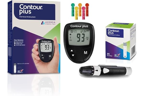Contour Plus Blood Glucose Monitor, Glucometer with 25 Free Test Strips | Accurate Diabetes Testing Kit.