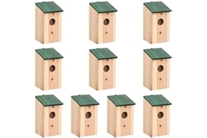 TOSHILIAN Lot de 10 Nichoirs Oiseaux Exterieur, Cabane Oiseaux en Bois Nid Oiseau Maison Oiseaux Nichoir Mésange Nichoirs 10 pcs Bois de Sapin Massif 12x12x22 cm